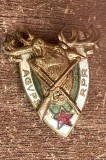 QW9 N8 66 - insigna - vanatoare - comunism RPR - Asociatia generala a vanatorilor si pescarilor sportivi - AGVPS, Romania de la 1950