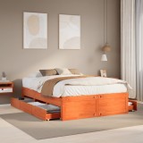 VidaXL Cadru pat fără saltea/cu sertare maro 160x200cm, lemn masiv pin 3308800
