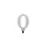 Lumanare tort cifra, argintiu metalic, 8 cm-Tip Cifra 0