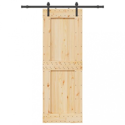 Ușă glisantă cu set de feronerie 80x210 cm, lemn masiv de pin foto
