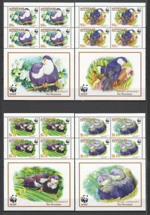 Aitutatki 2002 Birds Parrots 4 perf. sheet Mi.772-775 MNH M.241