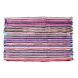 Covor decorativ cu franjuri si model traditional tesut din carpe, Multicolor, 50x80 cm