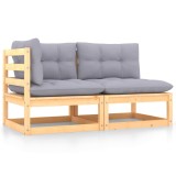 Gossi set mobilier de gradina cu perne, 2 piese, lemn masiv de pin
