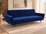 Canapea extensibila Glamour, Catifea Albastru, Rabatabila Click-Clack, Dimensiuni 219x84x81 cm, Stil Modern