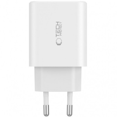 Incarcator Retea Tech-Protect NC30W, 30W, 3A, 1 x USB-A - 2 x USB-C, Alb foto