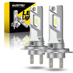Set 2 becuri LED H7 mini, Auxito&reg; lumina 6500K, 16000 lumeni, Fara cablu si ventilator