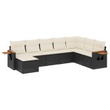 Cumpara ieftin Set mobilier de gradina cu perne, 8 piese, negru, poliratan