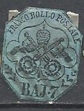 Italy Church State 1852 Coat of arms, 7Baj, Mi.8b, used AM.170, Stampilat