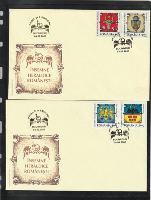 Romania 2008-FDC,Insemne Heraldice Romanesti-serie limitata-(o stampila aurie)
