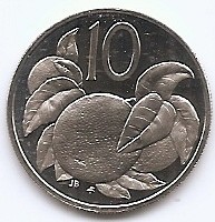 Insulele Cook 10 centi 1975 - Elisabeta a II-a, Cupru-nichel, 23,62 mm, KM-4 UNC !!!