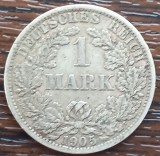 (A201) MONEDA DIN ARGINT GERMANIA - 1 MARK 1905, LIT. A, STARE BUNA, Europa