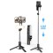 Selfie Stick Stabil cu Lumini LED Portabil, 114cm - Techsuit (L15) - Black