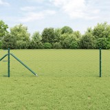 Gard Hexagonal vidaXL Verde 0.8x25 m Oțel, St&acirc;lpi pentru Gard vidaXL cu Ancora 13 buc &Oslash;32 mm 100 cm Oțel Galvanizat