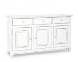 Comoda 3 sertare 3 usi din lemn alb vintage Colette 150 cm x 45 cm x 90 h