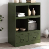 Dulap &icirc;nalt verde maslina 67x39x95 cm otel GartenMobel Dekor, vidaXL