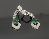 Cumpara ieftin Cercei Statement Argint 925 Emerald Glamour , Design Articulat 3 cm
