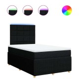 Cumpara ieftin Pat box spring cu saltea, negru, 120x190 cm, catifea