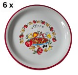 Set 6 farfurii intinse, 23 cm, Alb decor pizza
