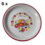 Set 6 farfurii intinse, 23 cm, Alb decor pizza