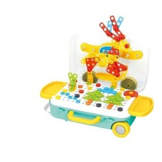 Jucarie educativa pentru copii, flippy, set 258 piese, 6 in 1, valiza cu bormasina, multicolor
