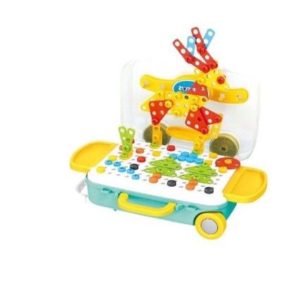 Jucarie educativa pentru copii, flippy, set 258 piese, 6 in 1, valiza cu bormasina, multicolor foto