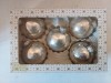 Lot 5 globuri vechi vintage West Germany, Craciun,cca 7cm diametru, argintii cu stelute
