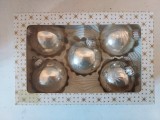 Lot 5 globuri vechi vintage West Germany, Craciun,cca 7cm diametru, argintii cu stelute