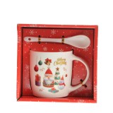 Cana alba cu lingurita imprimeu craciun 370 ml