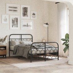Gossi cadru pat metalic cu tablie de cap/picioare, negru, 120x190 cm
