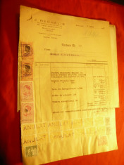 Factura cu Antet -Firma J,Nechelis 1943 pt. reparare masina scris -cu14 timbre foto