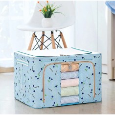 Cutie de Depozitare Pliabila, Flippy, 24 L, Panza Oxford, 40x30x20 cm, Fereastra Frontala, 2 Usi de Acces cu Fermoar Bidirectional, Cadru Metalic, Sup