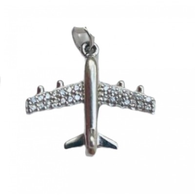 Pandantiv, jolie silver, argint 925, model avion cu zirconii, 1.7 g, 2x2 cm foto