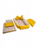 Set 5 piese Baby Nest din Bumbac, model galben bufnita