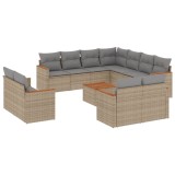 Set canapele de gradina, 12 piese, cu perne, bej, poliratan
