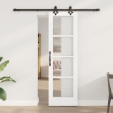 Ușă glisantă vidaXL cu set de accesorii &quot;ORKDAL&quot; Alb Lemn Masiv și Sticlă, Ușă interioară vidaXL cu sticlă &quot;ORKDAL&quot; Alb 61x198,5x4 cm