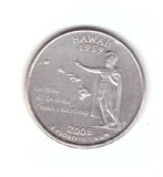 Moneda SUA 25 centi/quarter dollar 2008 P, Hawaii 1959, stare buna, curata, America de Nord, Cupru-Nichel