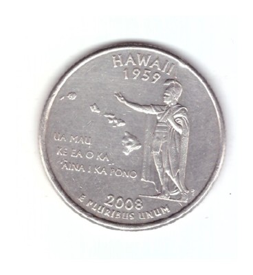 Moneda SUA 25 centi/quarter dollar 2008 P, Hawaii 1959, stare buna, curata foto