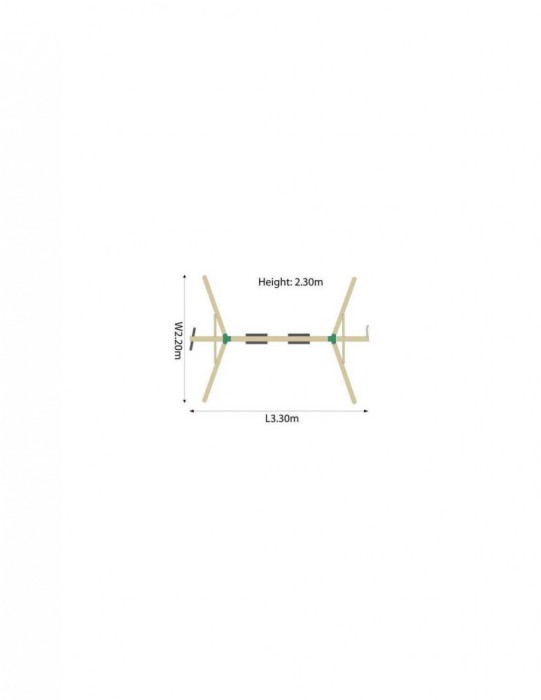 Complex de leagane cu cataratoare Gibbon pentru 4 copii din lemn tratat PLUM 27012