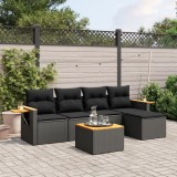 Cumpara ieftin Gossi set mobilier de gradina cu perne, 6 piese, negru, poliratan