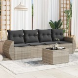 Gossi set canapele de gradina cu perne, 5 piese gri deschis poliratan