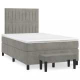 Cumpara ieftin Pat continental cu saltea, gri deschis, 120x200 cm, catifea