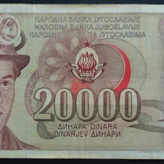 Bancnota 20000 DINARI / DINARA - RSF YUGOSLAVIA, anul 1987 *cod 262