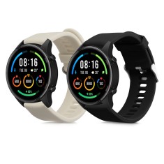 Set 2 curele pentru Xiaomi Mi Watch/Mi Watch Color Sport, Kwmobile, Negru/Gri, Silicon, 58466.02