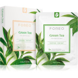 FOREO Farm to Face Sheet Mask Green Tea masca de celule cu efect calmant pentru ten mixt 3x20 g