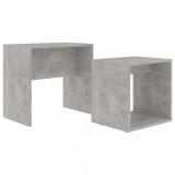 Set masute de cafea, gri beton, 48x30x45 cm, lemn prelucrat, DKD Home Decor