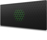 Mousepad Mare Cauciucat pentru Gaming, Birou, Office, Antiderapant, Cusaturi Anti-Rupere, Waterproof, model Honeycomb, 80 x 30cm, Negru/Verde