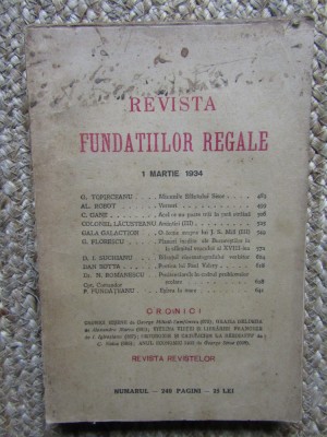 Revista Fundatiilor Regale Anul I MARTIE 1934 Nr. 3 foto