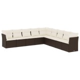 Cumpara ieftin Set canapele de gradina cu perne, 9 piese, maro, poliratan