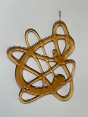 Obiect decorativ de arta din sticla suedeza Studio MANTORP, anii 1980, dimensiuni 35 x 30 cm