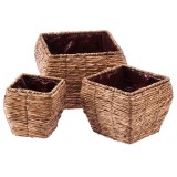 Cumpara ieftin Set 3 ghivece flori fibre naturale maro II 18 x 18 x 19 cm, 24,5 x 24,5 x 22 cm, 31 x 31 x 25 cm